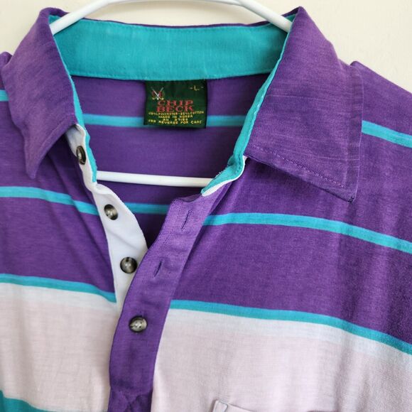 Chip Beck Short Sleeve Striped Pocket Polo Shirt Men's Large 0923 - Picture 8 of 9